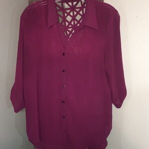 A. Byer cranberry sheer blouse size XL